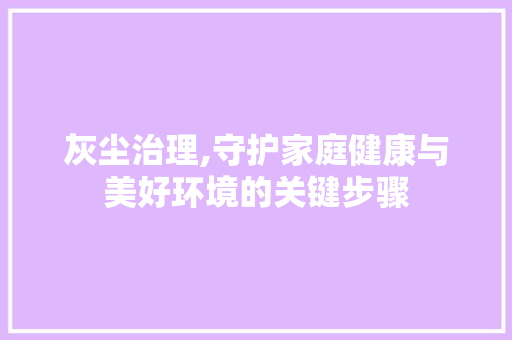 灰尘治理,守护家庭健康与美好环境的关键步骤