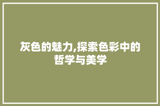 灰色的魅力,探索色彩中的哲学与美学