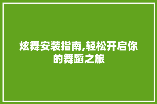炫舞安装指南,轻松开启你的舞蹈之旅