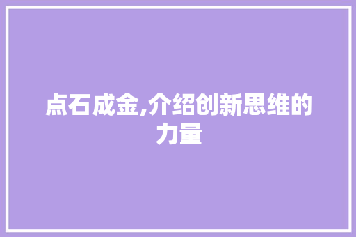 点石成金,介绍创新思维的力量