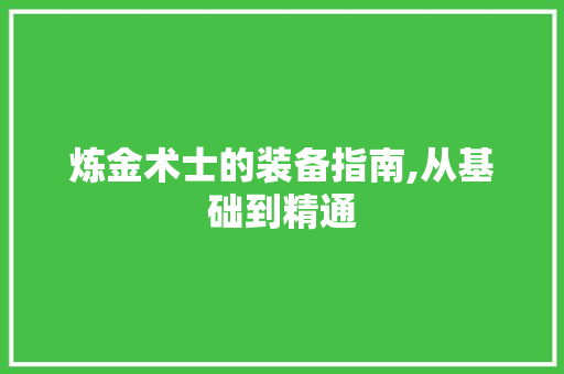 炼金术士的装备指南,从基础到精通 SEO教程