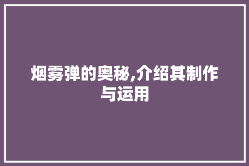 烟雾弹的奥秘,介绍其制作与运用