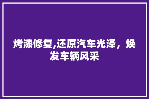 烤漆修复,还原汽车光泽，焕发车辆风采