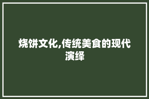 烧饼文化,传统美食的现代演绎