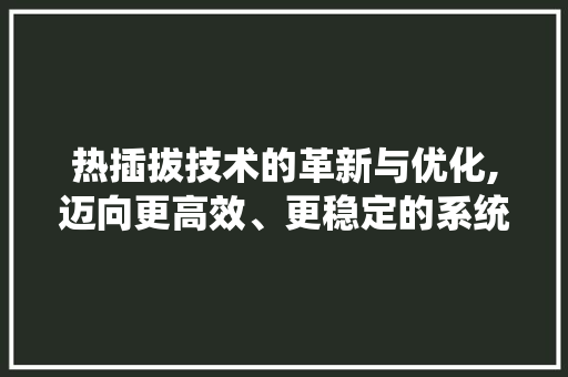 热插拔技术的革新与优化,迈向更高效、更稳定的系统架构