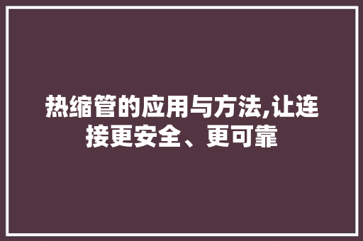 热缩管的应用与方法,让连接更安全、更可靠 Web前端