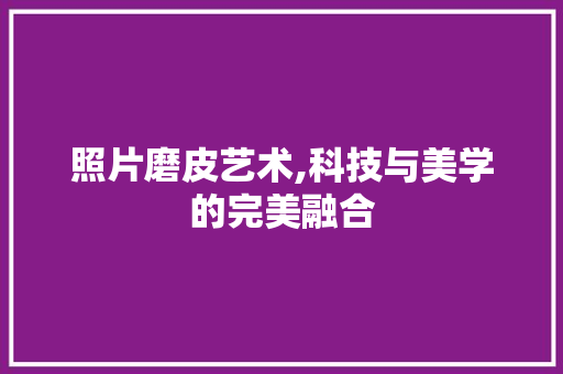 照片磨皮艺术,科技与美学的完美融合 服务器/数据库