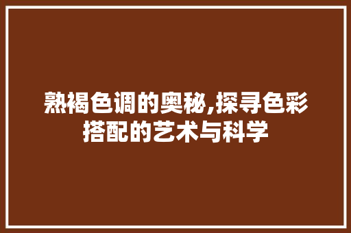 熟褐色调的奥秘,探寻色彩搭配的艺术与科学 WordPress教程