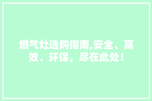 燃气灶选购指南,安全、高效、环保，尽在此处！
