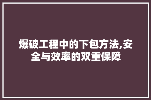 爆破工程中的下包方法,安全与效率的双重保障 友链在线
