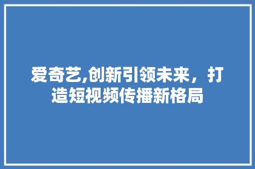 爱奇艺,创新引领未来，打造短视频传播新格局