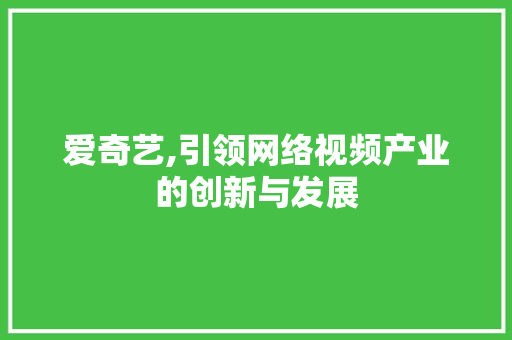 爱奇艺,引领网络视频产业的创新与发展