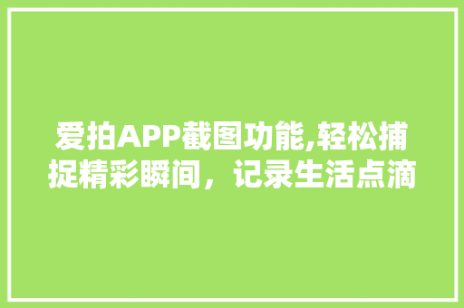 爱拍APP截图功能,轻松捕捉精彩瞬间，记录生活点滴