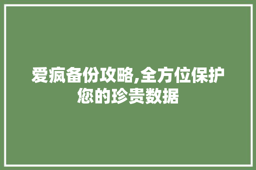 爱疯备份攻略,全方位保护您的珍贵数据 WordPress教程