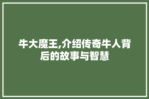 牛大魔王,介绍传奇牛人背后的故事与智慧