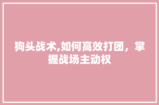 狗头战术,如何高效打团，掌握战场主动权 Web前端