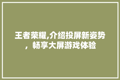 王者荣耀,介绍投屏新姿势，畅享大屏游戏体验