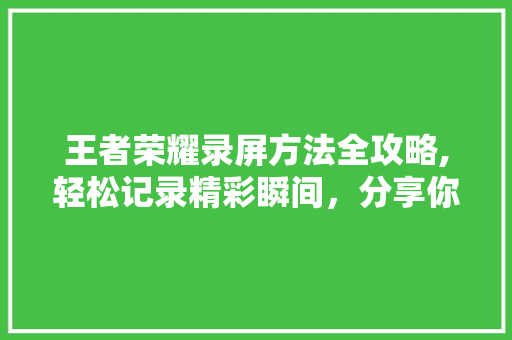 王者荣耀录屏方法全攻略,轻松记录精彩瞬间，分享你的荣耀时刻