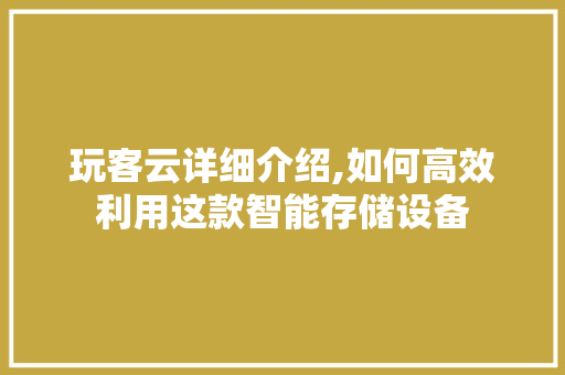 玩客云详细介绍,如何高效利用这款智能存储设备