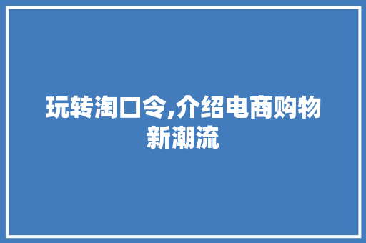 玩转淘口令,介绍电商购物新潮流