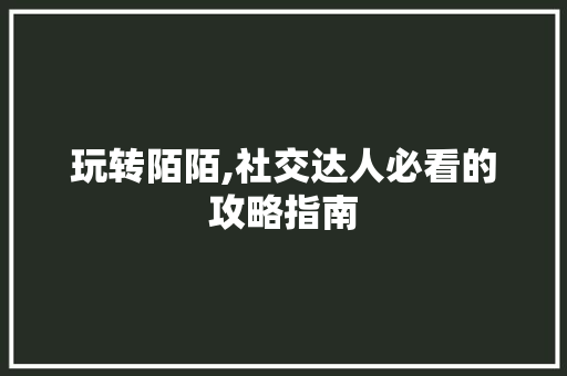 玩转陌陌,社交达人必看的攻略指南 WordPress教程