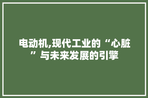 电动机,现代工业的“心脏”与未来发展的引擎 服务器/数据库