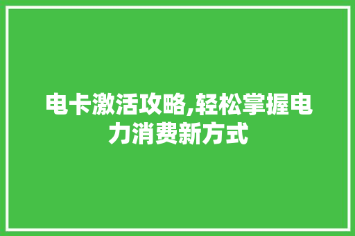电卡激活攻略,轻松掌握电力消费新方式 SEO教程