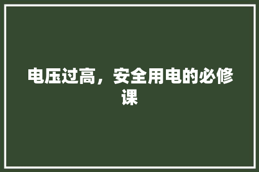 电压过高，安全用电的必修课