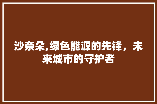 沙奈朵,绿色能源的先锋，未来城市的守护者 SEO教程
