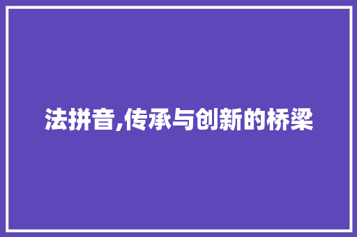 法拼音,传承与创新的桥梁