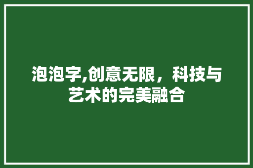 泡泡字,创意无限，科技与艺术的完美融合 服务器/数据库