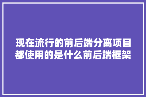 现在流行的前后端分离项目都使用的是什么前后端框架「web数据库分离书籍是什么」 现在流行的前后端分离项目都使用的是什么前后端框架「web数据库分离书籍是什么」 建站教程