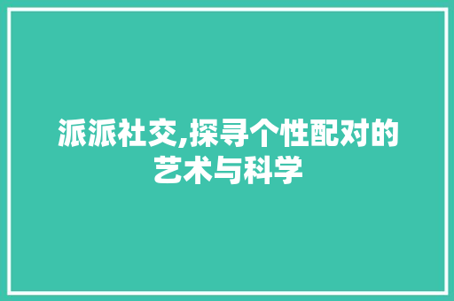 派派社交,探寻个性配对的艺术与科学