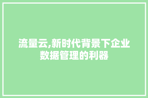 流量云,新时代背景下企业数据管理的利器 Web前端