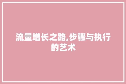 流量增长之路,步骤与执行的艺术 Web前端