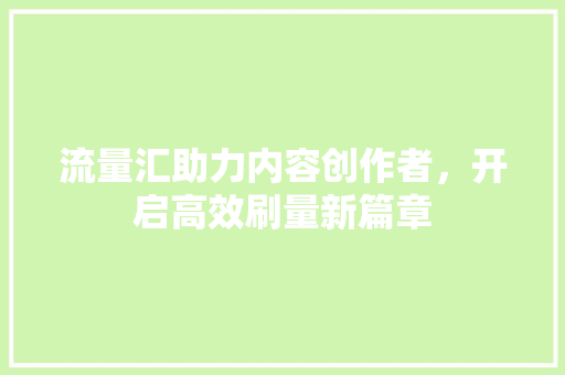 流量汇助力内容创作者，开启高效刷量新篇章