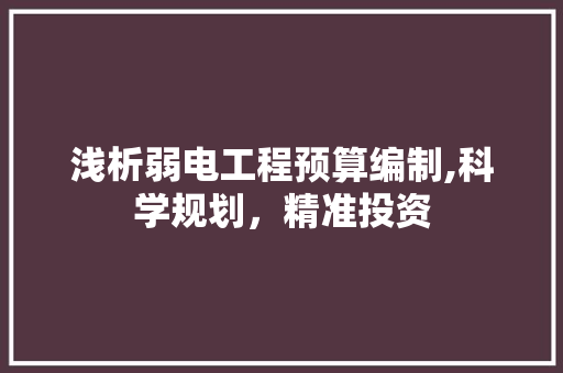 浅析弱电工程预算编制,科学规划，精准投资 SEO教程