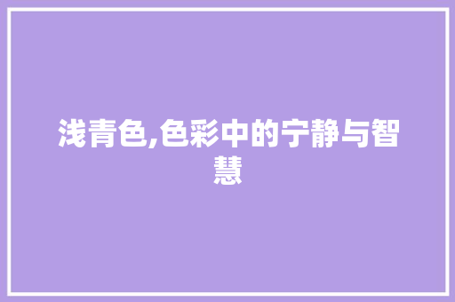 浅青色,色彩中的宁静与智慧 建站教程