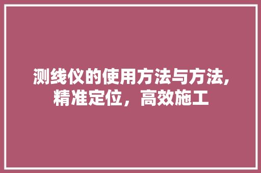 测线仪的使用方法与方法,精准定位，高效施工 友链在线