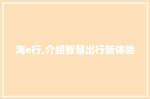 海e行,介绍智慧出行新体验