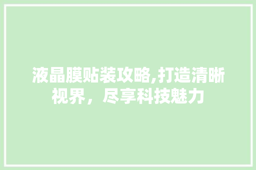 液晶膜贴装攻略,打造清晰视界，尽享科技魅力