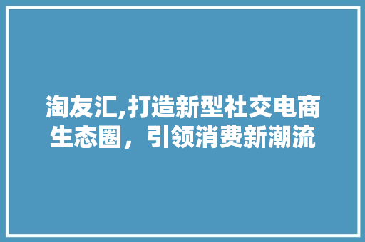 淘友汇,打造新型社交电商生态圈，引领消费新潮流 服务器/数据库