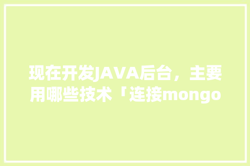 现在开发JAVA后台，主要用哪些技术「连接mongodb数据库」