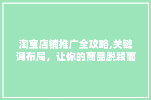 淘宝店铺推广全攻略,关键词布局，让你的商品脱颖而出