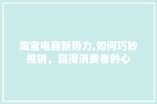 淘宝电商新势力,如何巧妙推销，赢得消费者的心