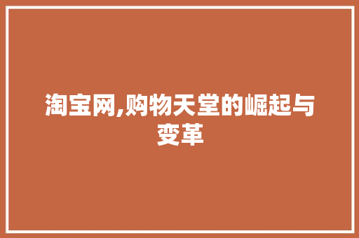 淘宝网,购物天堂的崛起与变革