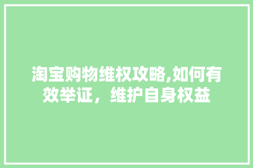 淘宝购物维权攻略,如何有效举证，维护自身权益 Web前端