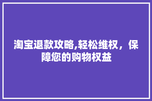 淘宝退款攻略,轻松维权，保障您的购物权益
