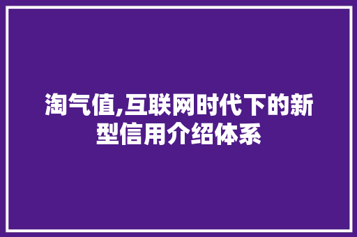 淘气值,互联网时代下的新型信用介绍体系