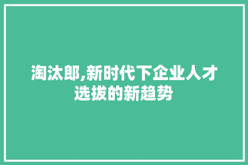 淘汰郎,新时代下企业人才选拔的新趋势